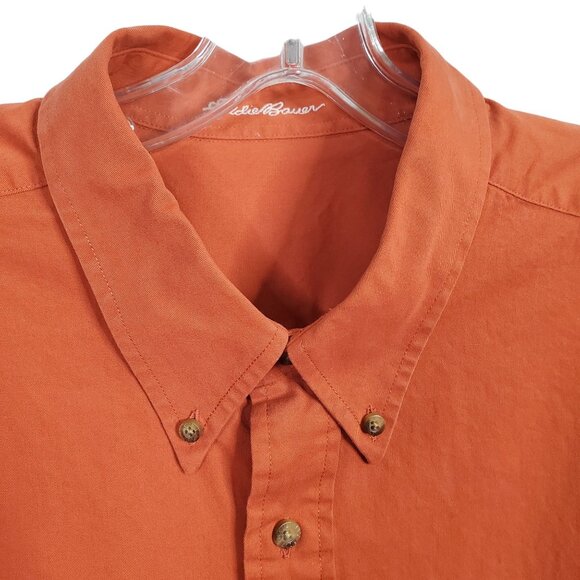 Eddie Bauer Mens Size XL Shirt Button Down Long Sleeve 100% Cotton Autumn Orange - Picture 6 of 8